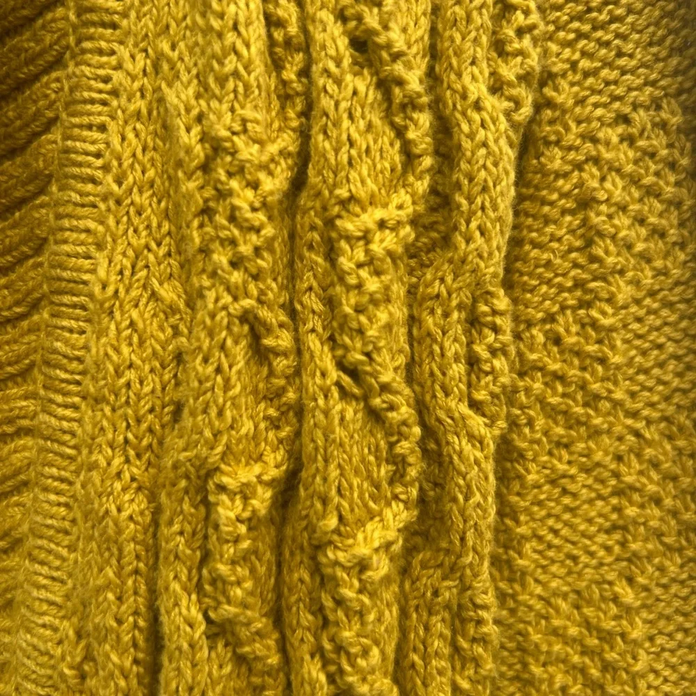 Anthropologie Sparrow Cardigan Sweater Cable Knit Yellow Open Women S Fisherman - Picture 4 of 9